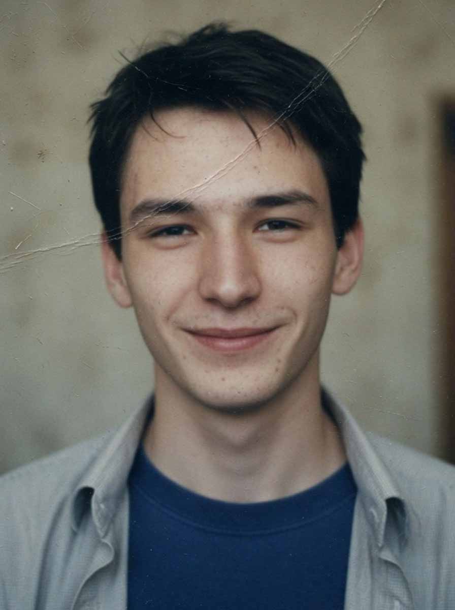 Damaged portrait before AI processing