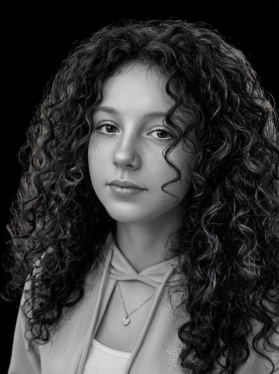 Restored AI portrait prepared for headstone engraving
