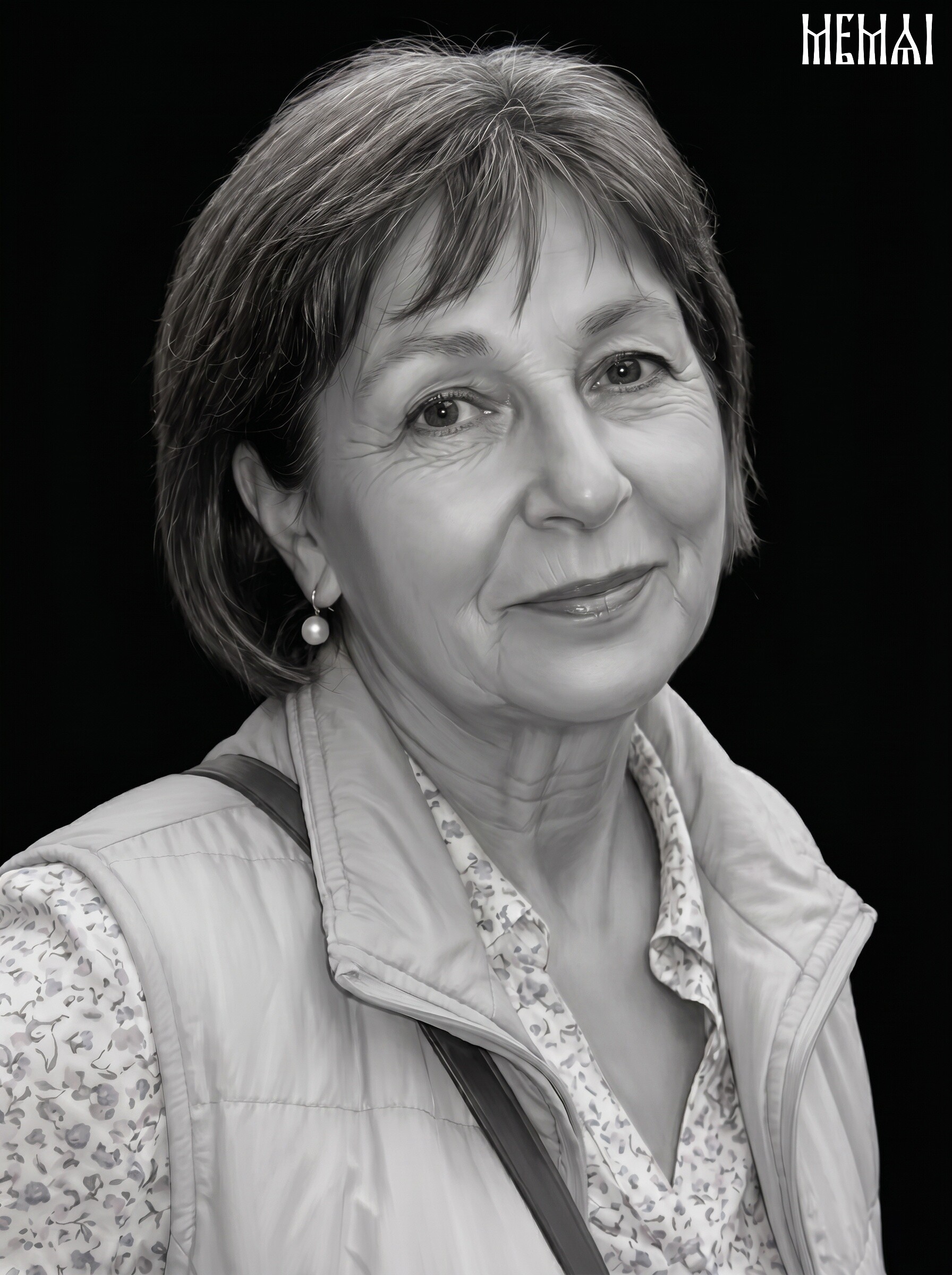 Restored portrait after AI retouching in MemAI Studio, example 1